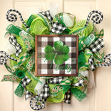 Expressions / RG Ribbon Signs Black & White Gingham Background with a Lucky Shamrock on 10" MDF Sign - (Cable Tie Mounts, Cable Ties & Screws) Black & White Gingham Background with a Lucky Shamrock on 10" MDF Sign - (Cable Tie Mounts, Cable Ties & Screws)