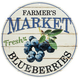 Expressions / RG Ribbon Signs Blueberries Farmer's Market Sign - 12" Round Metal Sign - Wreath / Home Decor Sign Blueberries Farmer's Market Sign - 12" Round Metal Sign - Wreath / Home Decor Sign
