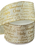 Hobby Lobby Christmas Names of Christ Cream Satin Ribbon - 2.5" x 10 yds - Religious Faith Ribbon Names of Christ Cream Satin Ribbon - 2.5" x 10 yds - Religious Faith Ribbon