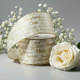 Hobby Lobby Christmas Names of Christ Cream Satin Ribbon - 2.5" x 10 yds - Religious Faith Ribbon Names of Christ Cream Satin Ribbon - 2.5" x 10 yds - Religious Faith Ribbon