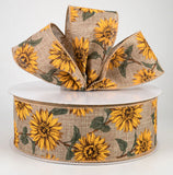 Jascotina Autumn 2.5" x 10 yds Autumn Sunflower Ribbon 2.5" x 10 yds Autumn Sunflower Ribbon
