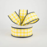 Jascotina Checks 1.5" x 10 yds Yellow & White Check with Black & White Edge Ribbon 1.5" x 10 yds Yellow & White Check with Black & White Edge Ribbon