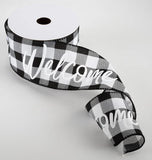 Jascotina Checks 2.5" x 10 Yards Black & White Buffalo Check Welcome Ribbon 2.5" x 10 Yards Black & White Buffalo Check Welcome Ribbon