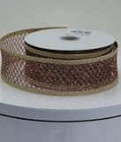 Jascotina Christmas 1.5 or 2.5" x 10 Yards Blush Mesh Ribbon Gold Foiled Edge - Wired Christmas Ribbon 1.5 or 2.5" x 10 Yards Blush Mesh Ribbon Gold Foiled Edge - Wired Christmas Ribbon