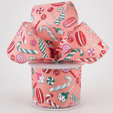 Jascotina Christmas 2.5" x 10 Yds Peach Satin Ribbon with Christmas Treats - Wired Christmas Ribbon 2.5" x 10 Yds Peach Satin Ribbon with Christmas Treats - Wired Christmas Ribbon