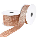 Jascotina Christmas Glitter Rose Gold Glitter Ribbon - 1.5" or 2.5" x 10 Yds - Christmas Glitter Ribbon Rose Gold Glitter Ribbon - 1.5" or 2.5" x 10 Yds - Christmas Glitter Ribbon