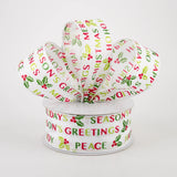 Jascotina Christmas Holiday Greetings & Holly Berries Ribbon - 1.5" x 10 yds - Christmas Ribbon for Wreaths & Bows Holiday Greetings & Holly Berries Ribbon - 1.5" x 10 yds - Christmas Ribbon for Wreaths & Bows