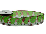 Jascotina Christmas Winter Ribbon 2.5" x 10 Yds Lime Green Ribbon with Christmas Gnomes- Wired Christmas Ribbon - 10 Yards
