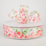 Jascotina Floral 1.5 1.5" or 2.5" x 50 Yds Pink Watercolor Roses on Blush Satin - Mothers Day Ribbon 1.5" or 2.5" x 50 Yds Pink Watercolor Roses on Blush Satin - Mothers Day Ribbon