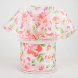 Jascotina Floral 2.5 1.5" or 2.5" x 10 Yds Pink Watercolor Roses on Blush Satin - Mothers Day Ribbon 1.5" or 2.5" x 10 Yds Pink Watercolor Roses on Blush Satin - Mothers Day Ribbon