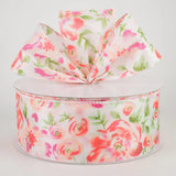 Jascotina Floral 2.5 1.5" or 2.5" x 50 Yds Pink Watercolor Roses on Blush Satin - Mothers Day Ribbon 1.5" or 2.5" x 50 Yds Pink Watercolor Roses on Blush Satin - Mothers Day Ribbon