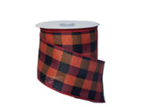 Jascotina Halloween 2.5" 1.5" or 2.5" x 10 Yards Orange, Red & Black Buffalo Check Ribbon - Wired Halloween Ribbon 1.5" or 2.5" x 10 Yards Orange, Red & Black Buffalo Check Ribbon - Wired Halloween Ribbon