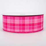 Jascotina Plaid 2.5" x 10 yds Fuchsia, Pink  & White Plaid Ribbon - Valentines Ribbon 2.5" x 10 yds Fuchsia, Pink  & White Plaid Ribbon - Valentines Ribbon