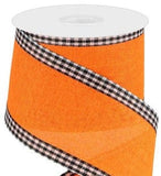 Jascotina Spring 2.5 1.5" or 2.5"  Orange Canvas Ribbon with Black & White Gingham Edges - 10 Yards 1.5" or 2.5"  Orange Canvas Ribbon with Black & White Gingham Edges - 10 Yards