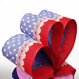 PaperMart Patriotic Ribbon 2.5" x 10 yds Wired Patriotic Ribbon, Light Blue Ribbon with White Polka Dots & Red Edge, Ribbon for Bows & Wreaths
