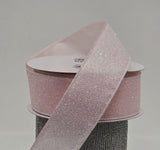 Perpetual Ribbons 1.5" x 10yds Light Pink Glitter Ribbon, Wired Craft Ribbon 1.5" x 10yds Light Pink Glitter Ribbon, Wired Craft Ribbon