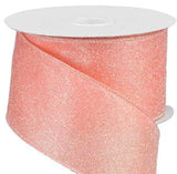 Perpetual Ribbons 2.5" 1.5" or 2.5" x 10yds Peach Glitter Ribbon - Wired Glitter Ribbon 1.5" or 2.5" x 10yds Peach Glitter Ribbon - Wired Glitter Ribbon