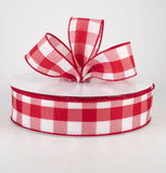 PerpetualRibbons Checks 1.5 1.5" or 2.5" x 50 Yards Red & White Linen Buffalo Check Ribbon 1.5" or 2.5" x 50 Yards Red & White Linen Buffalo Check Ribbon