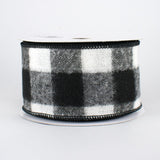 PerpetualRibbons Checks Copy of 2.5" DOUBLE SIDED Black & White Buffalo Check Wired Ribbon - 10 Yards 10 Yards Wired Check Ribbon | Perpetual Ribbons