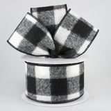 PerpetualRibbons Checks Copy of 2.5" DOUBLE SIDED Black & White Buffalo Check Wired Ribbon - 10 Yards 10 Yards Wired Check Ribbon | Perpetual Ribbons