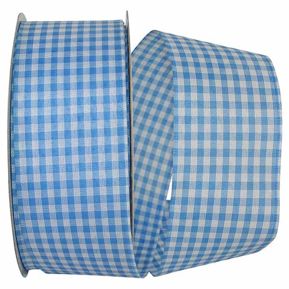 PerpetualRibbons Checks French Blue & White Gingham Ribbon - 2.5
