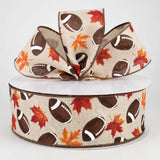 PerpetualRibbons Sports 2.5 1.5" or 2.5" x 10 yds Fall Football Wired Ribbon - Ribbon for Wreaths 1.5" or 2.5" x 10 yds Fall Football Wired Ribbon - Ribbon for Wreaths