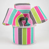 PerpetualRibbons Stripes 2.5 inch Horizontal Stripes on Canvas - Hot Pink, Teal, Light Pink, Grey and Lime Green Stripes 2.5 inch Horizontal Stripes on Canvas - Hot Pink, Teal, Light Pink, Grey and Lime Green Stripes