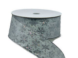 S & C Ribbons Christmas Glitter 2.5" x 10yds White Satin Ribbon with Silver Glitter Snowflakes, Wired Christmas Ribbon