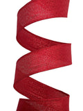 S & C Ribbons Christmas Winter Ribbon 1.5" x 10yds Shimmery Metallic Scarlet Red Ribbon, Wired Christmas Ribbon