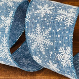 S & C Ribbons Christmas Winter Ribbon Copy of 1.5" x 10 yds Metallic Blue Ribbon, Wired Christmas Ribbon
