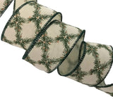 S & C Ribbons Christmas Winter Ribbon Copy of 1.5" x 10 yds White Satin With Red Glitter Snowflakes, Wired Christmas Ribbon