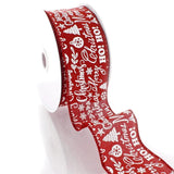 PerpetualRibbons Christmas Words 2.5 inch Wired Christmas Ribbon - Red Satin Ribbon with White Christmas Blessings - 5 Yards