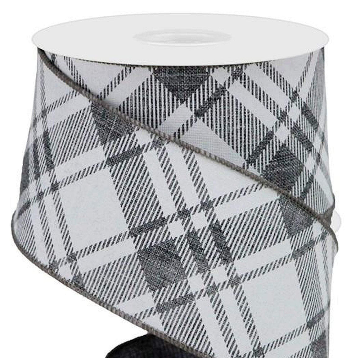 2.5" x 10 yds Grey & White Check Ribbon, Wired Check Ribbon – Perpetual ...