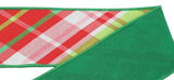 CBI Christmas Plaid 2.5 inch Spring Dupioni Ribbon - Green & Pink "Watermelon" Dupioni - 10 Yards