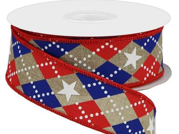Patriotic Wired Ribbon * 3 in 1 * Large Glitter Red, White and Royal B –  Personal Lee Yours