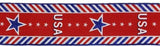CBI Ribbon Wired Canvas Patriotic Ribbon - 2.5" USA American Star with Red, White & Blue Striped Diagonal Border Ribbon - 10 Yards