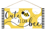 CBI Signs Yellow, Black & White "CUTE AS CAN BEE" Sign - 12.5" x 6" MDF Spring Wreath Sign