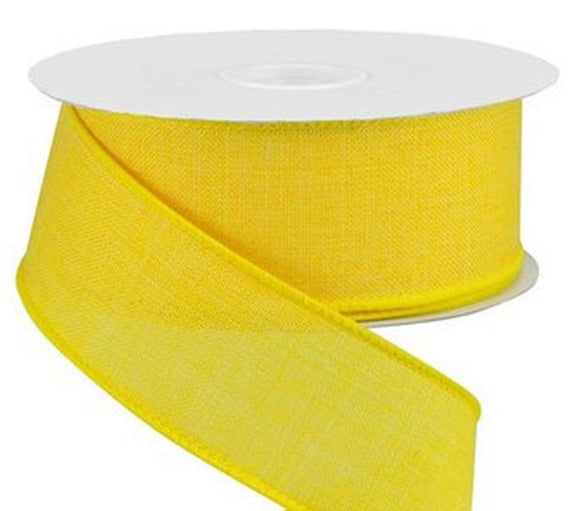 CBI Solids 1.5 inch Wired Solid Yellow Canvas Wired Ribbon - 10 Yards