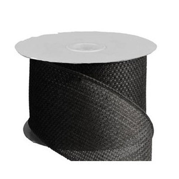 CBI Solids 2.5 inch Solid Black Textured Canvas Wired Ribbon - 10 Yards 2.5 inch Solid  Black Canvas Wired Ribbon | Perpetual Ribbons