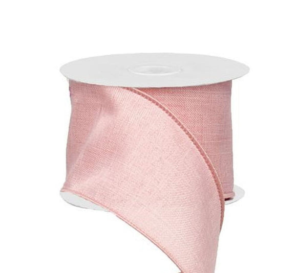 CBI Solids 2.5 inch Solid Rose Pink Canvas Ribbon - Wired Craft Ribbon - 10 Yards