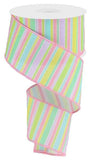 CBI Stripes 1.5 or 2.5 inch Pink, Lime Green, Yellow, Light Blue & Lavender Stripe Ribbon - 10 Yards