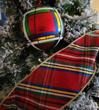 d.stevens Christmas Plaid d.stevens 4" x 10 yards Diagonal Nutcracker Plaid Ribbon with Gold Back - Royal Blue, Red, Green Gold & White Plaid 10 Yards Wired Dupioni Ribbon | Perpetual Ribbons