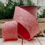 d.stevens d.stevens 2.5” Red Satin Frosted Glitter Ribbon - 10 Yards