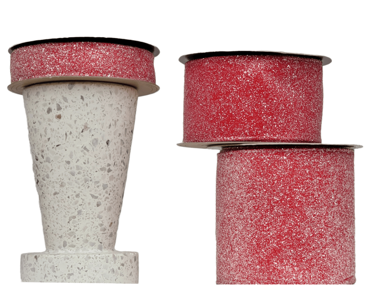 d.stevens 1, 2.5” or 4 Red Satin Frosted Glitter Ribbon - 10
