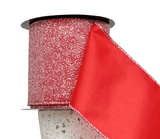 d.stevens Ribbons & Trim d.stevens 2.5” Red Satin Frosted Glitter Ribbon - 10 Yards