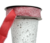 d.stevens Ribbons & Trim d.stevens 2.5” Red Satin Frosted Glitter Ribbon - 10 Yards