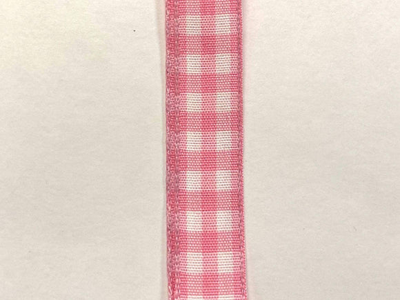 Jascotina Checks 10 Yards 5/8 inch Pink & White Classic Check Wired Ribbon