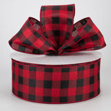 Jascotina Halloween 2.5" Red & Black Buffalo Check Ribbon - Wired Farmhouse Christmas Ribbon - 50 yards