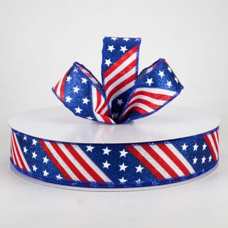 Red White Blue Plaid Patriotic Ribbon, 4th of July Ribbon Wired for Wreath,  American Flag Ribbon