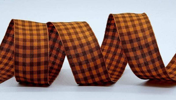 PaperMart Checks 1.5 inch Burnt Orange & Brown Gingham Ribbon - 10 Yards